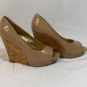 Peep toe nude wedge heels size 8 1/2